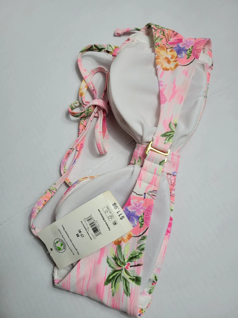 No Boundaries Pink Floral Bandeau Halter Bikini